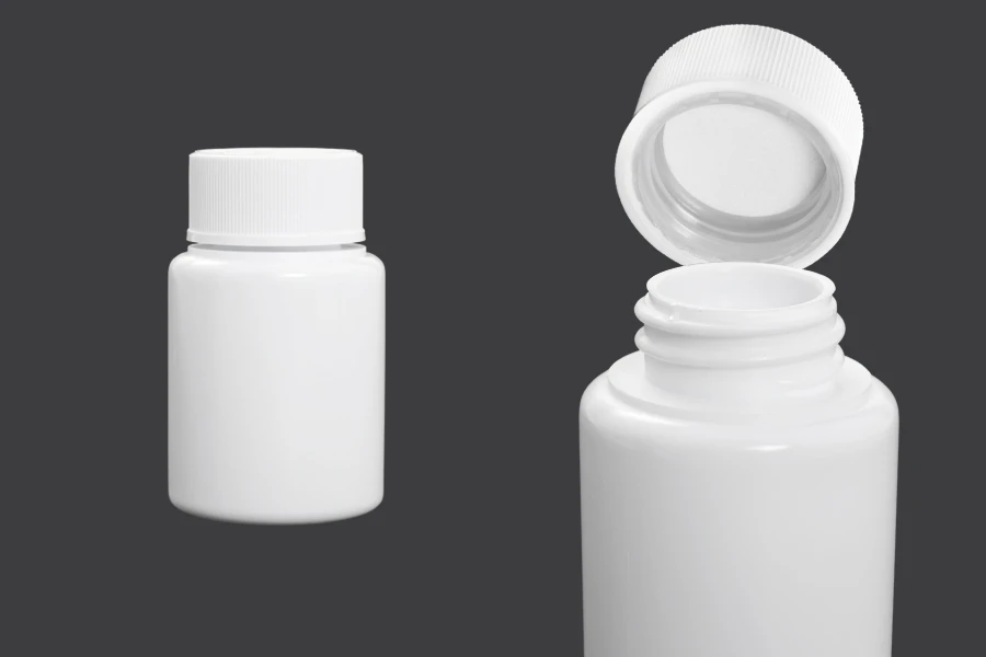 50ml pill and capsule plastic jar with child-resistant cap - available in a package with 12 pcs. 50ml pill and capsule plastic jar with child-resistant cap - available in a package with 12 pcs.