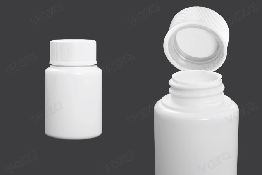 50ml pill and capsule plastic jar with child-resistant cap - available in a package with 12 pcs. 50ml pill and capsule plastic jar with child-resistant cap - available in a package with 12 pcs.-image_dimensions