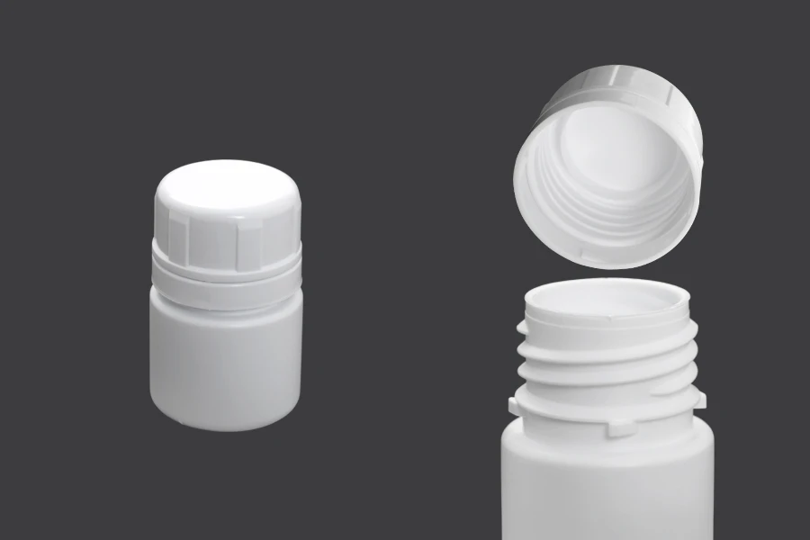 Bouteille en plastique de 30 ml pour préparations pharmaceutiques avec couvercle de sécurité Bouteille en plastique de 30 ml pour préparations pharmaceutiques avec couvercle de sécurité