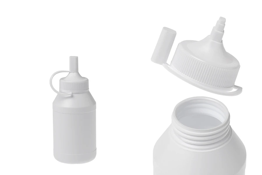 Flacone in plastica da 300 ml con tappo di flusso