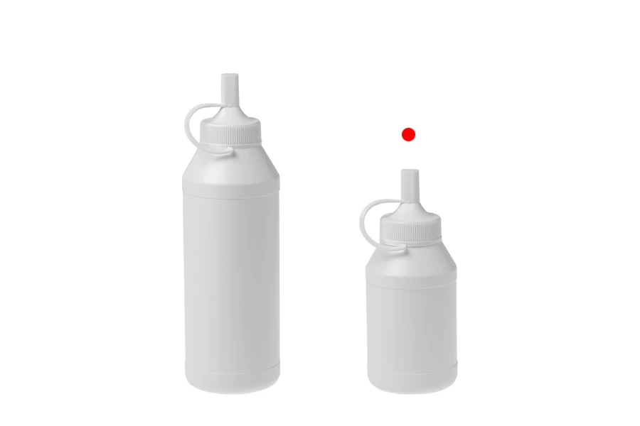 Flacone in plastica da 300 ml con tappo di flusso