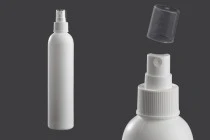 Bottiglia di plastica bianca da 300 ml con spray e tappo trasparente. Bottiglia di plastica bianca da 300 ml con spray e tappo trasparente.