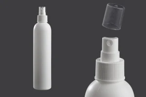 Bouteille de 300 ml en plastique blanc avec vaporisateur et couvercle transparent-1