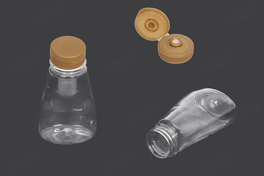 Μπουκάλι πλαστικό διάφανο 175 ml για κέτσαπ, μουστάρδα, μέλι - 10 τμχ-εικόνα_διαστάσεις