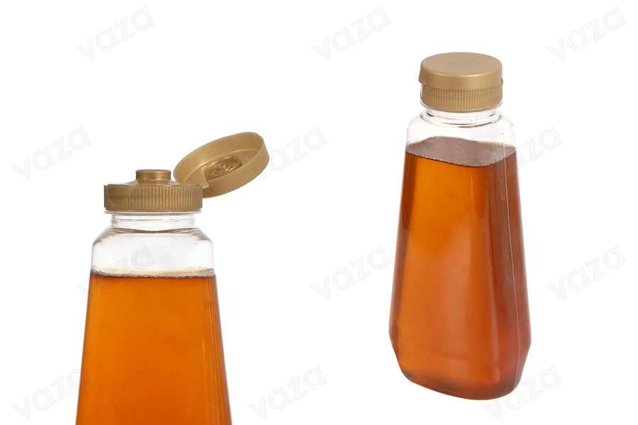 Transparente Plastikflasche 350ml für Ketchup, Senf, Honig - 10 Stück-bildgruppe