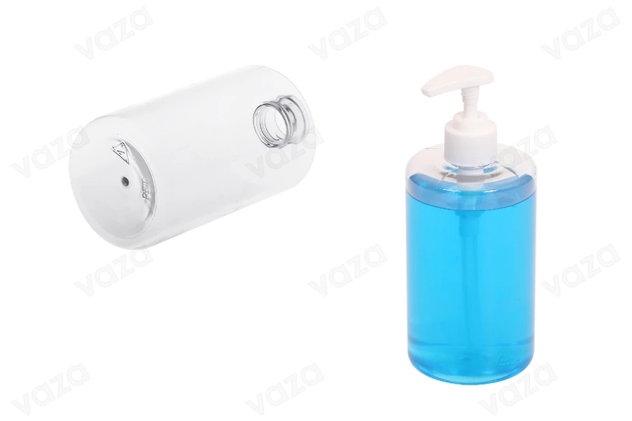 500ml transparent cylindrical PET bottle with 28/410 finish - available in a package with 10 pcs-
