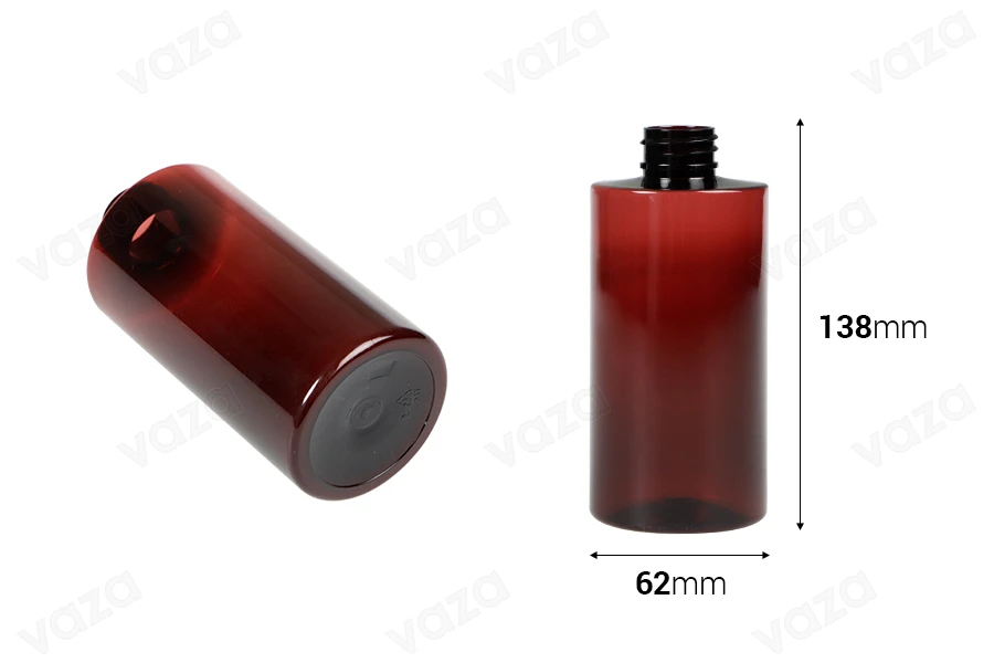 Μπουκάλι PET 300 ml κυλινδρικό σε καραμελέ χρώμα (28/410) - 10 τμχ-εικόνα_διαστάσεις