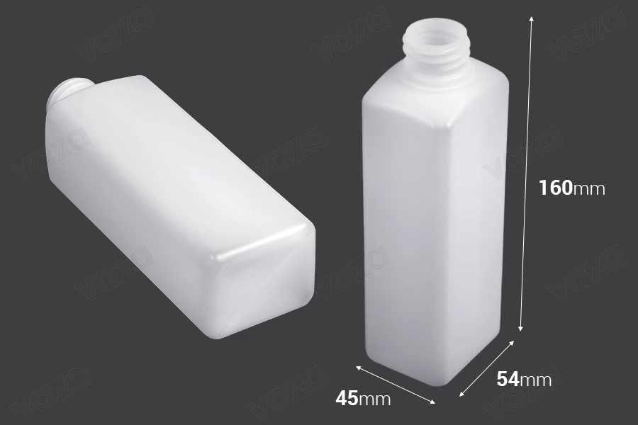 Μπουκάλι πλαστικό τετράγωνο 300ml ημιδιάφανο με στόμιο 28/410-εικόνα_διαστάσεις