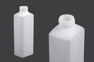 Bouteille carrée semi-transparente en plastique de 300 ml 28/410-1