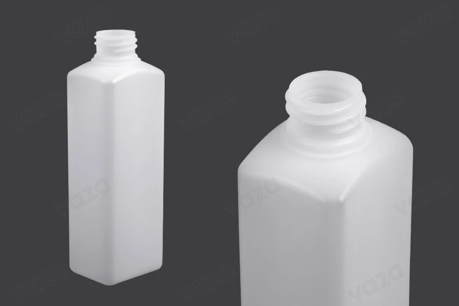 Μπουκάλι πλαστικό τετράγωνο 300ml ημιδιάφανο με στόμιο 28/410-εικόνα_προϊοντική