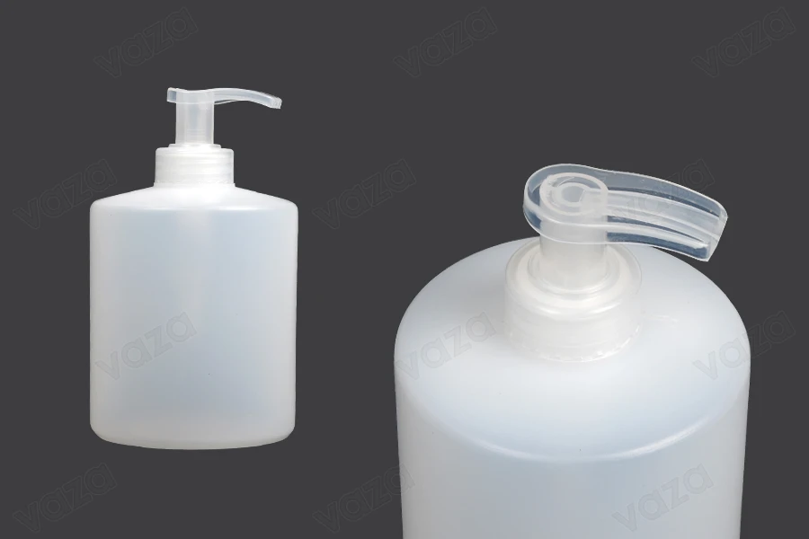 Round plastic bottle 400ml semi-transparent  with pump 28/400-photo_produit