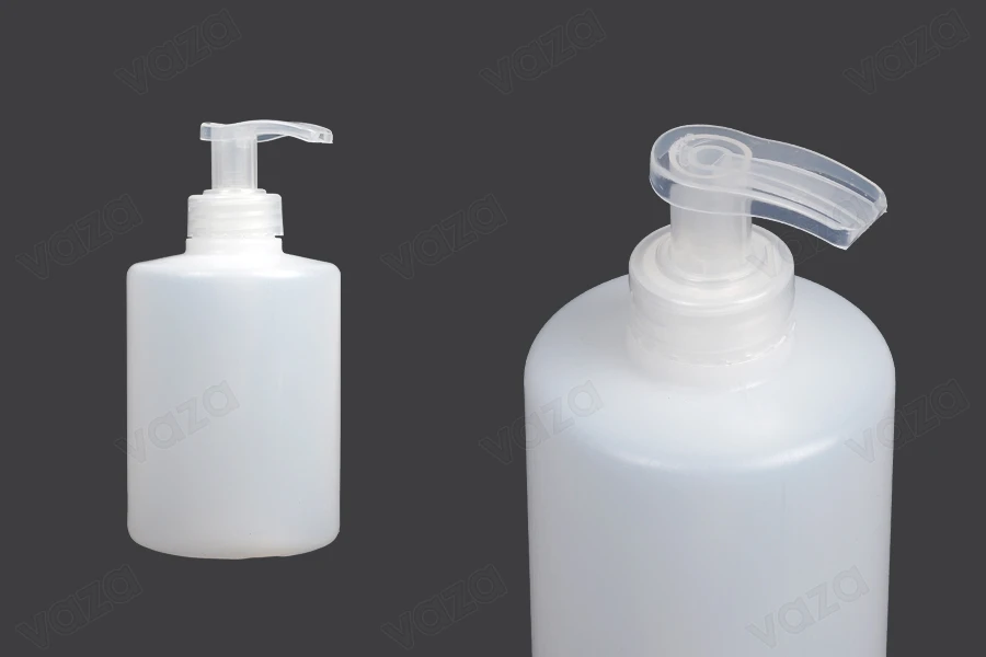 Bouteille en plastique ronde de 300 ml avec pompe pour savon liquide, semi-transparente Bouteille en plastique ronde de 300 ml avec pompe pour savon liquide, semi-transparente-εικόνα_προϊοντική