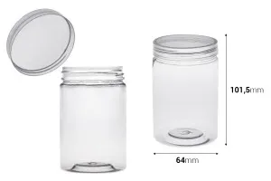 Transparent 250ml PET jar with cap in size 65x101,5mm -available in a package with 12 pcs-2