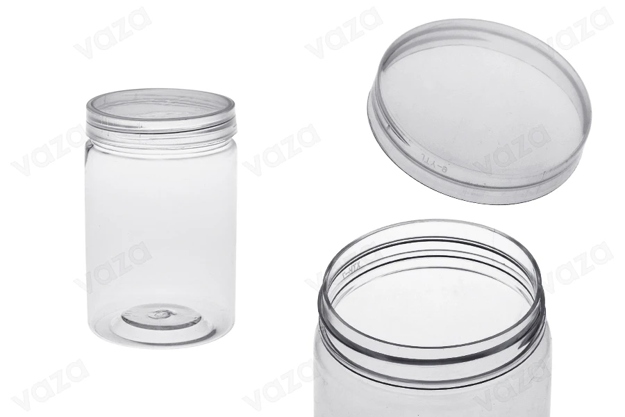 Transparent 250ml PET jar with cap in size 65x101,5mm -available in a package with 12 pcs Transparent 250ml PET jar with cap in size 65x101,5mm -available in a package with 12 pcs-image_product