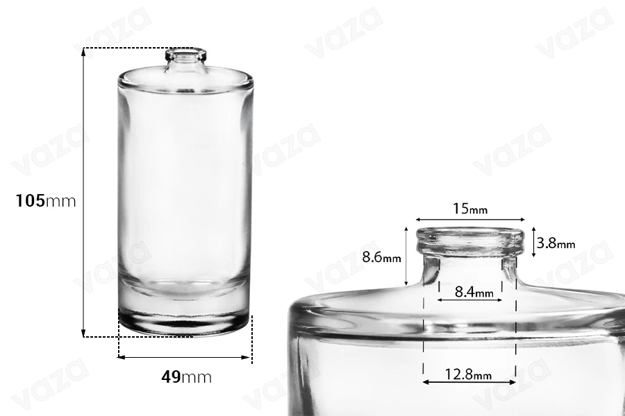 100ml runde Parfümflasche mit Crimp-Sicherheitsverschluss-bildabmessungen