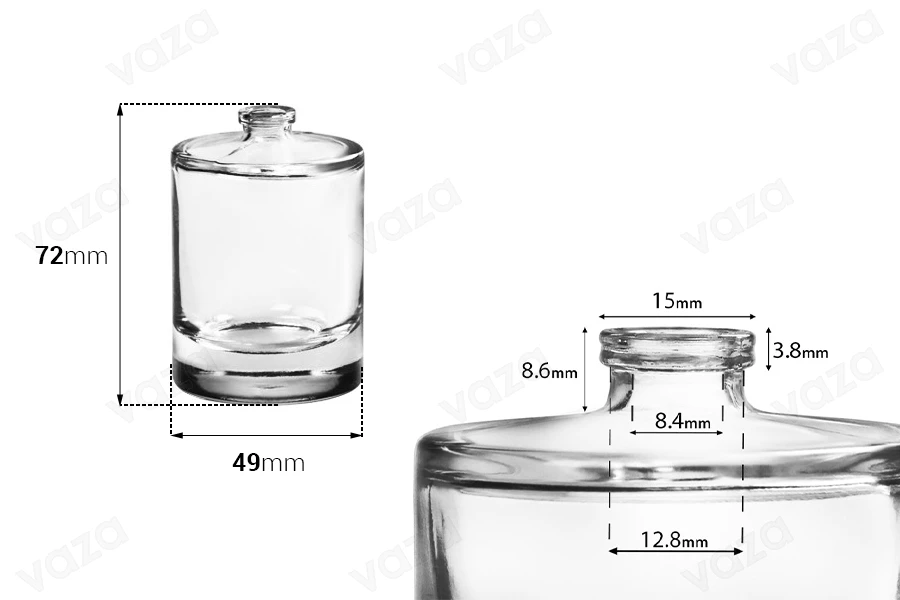 Bottiglia di profumo rotonda da 50 ml con chiusura di sicurezza tipo “Crimp”  15 mm.-dimensioni_immagine