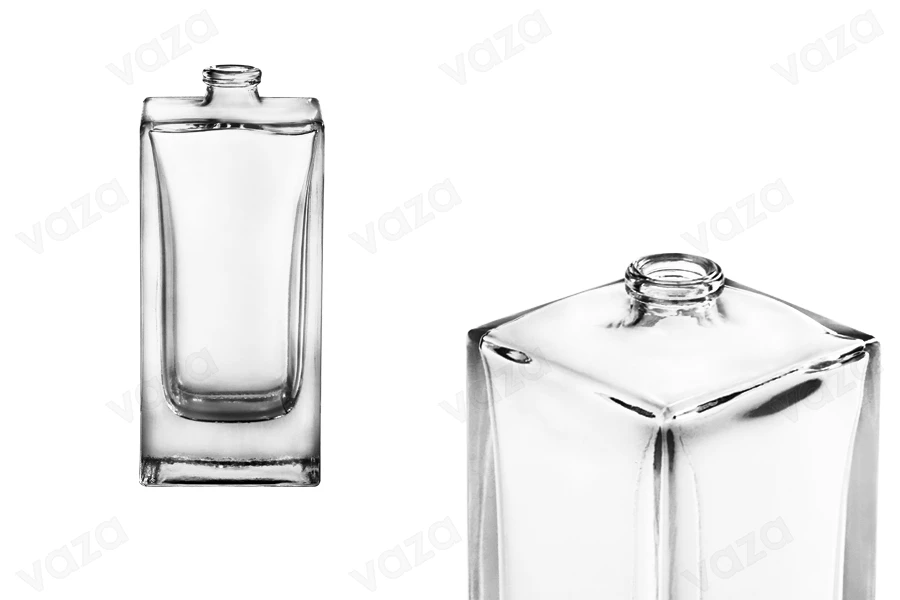 100ml quadratische Parfümflasche mit Crimp-Sicherheitsverschluss. 15mm-produktbild