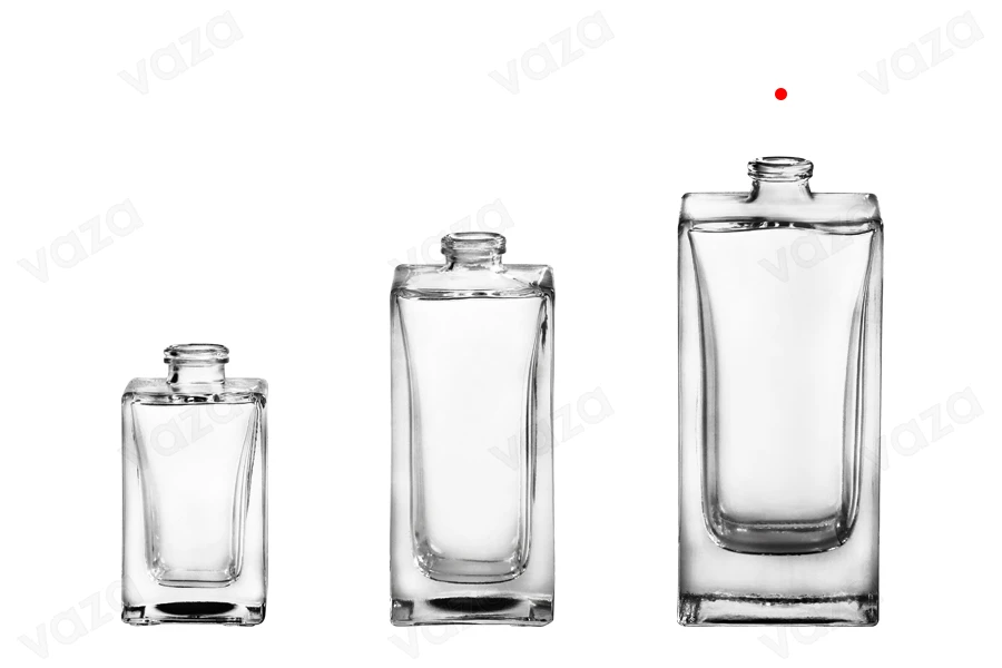 100ml quadratische Parfümflasche mit Crimp-Sicherheitsverschluss. 15mm-bildgruppe