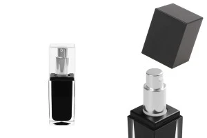 Bottiglietta di lusso da 15 ml, nera, con pompetta e tappo.-2