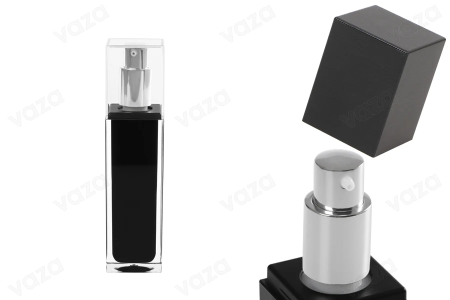 Μπουκαλάκι πολυτελείας 60 ml μαύρο με αντλία και καπάκι-εικόνα_διαστάσεις