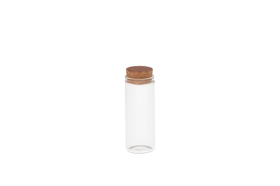 Tube de verre pour dragées de mariage - baptême avec liège naturel Tube de verre pour dragées de mariage - baptême avec liège naturel