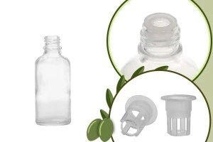 Petite bouteille en verre transparent pour une portion d'huile d'olive de 50 ml-1