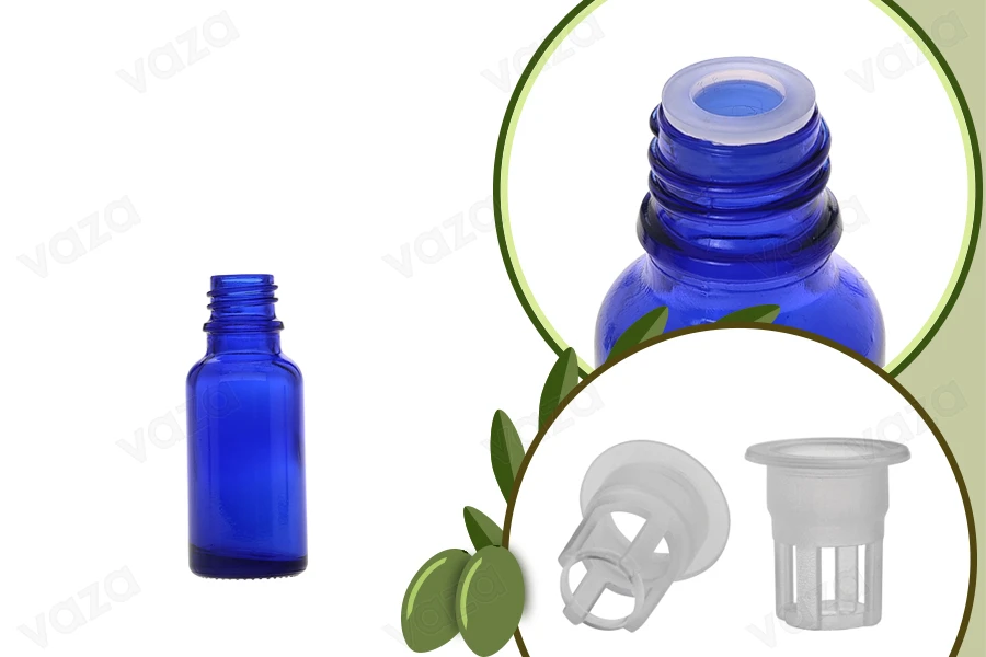 Petite bouteille en verre bleu pour huile d’olive de 20 ml-photo_produit