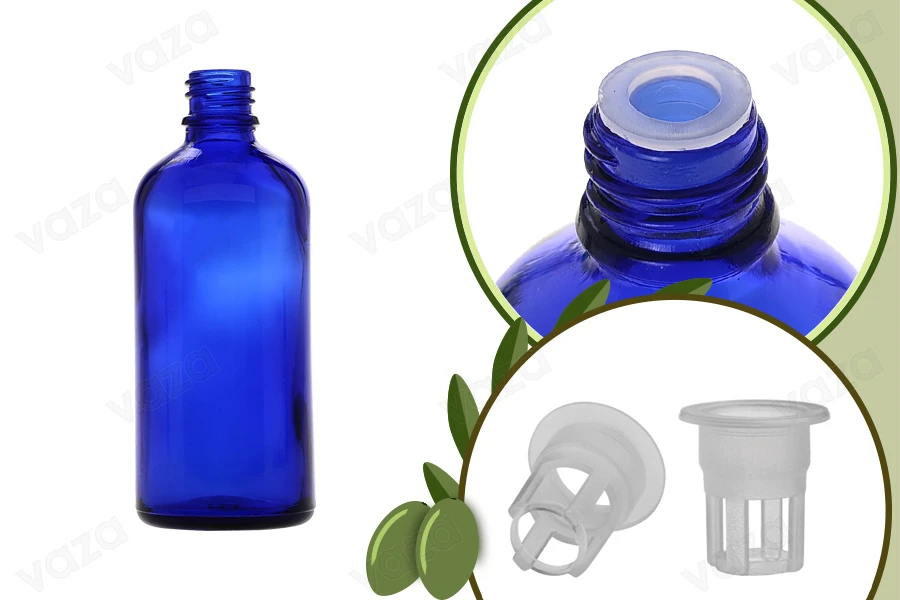 Μπουκαλάκι για μερίδα ελαιολάδου 100 ml γυάλινο μπλε-εικόνα_προϊοντική