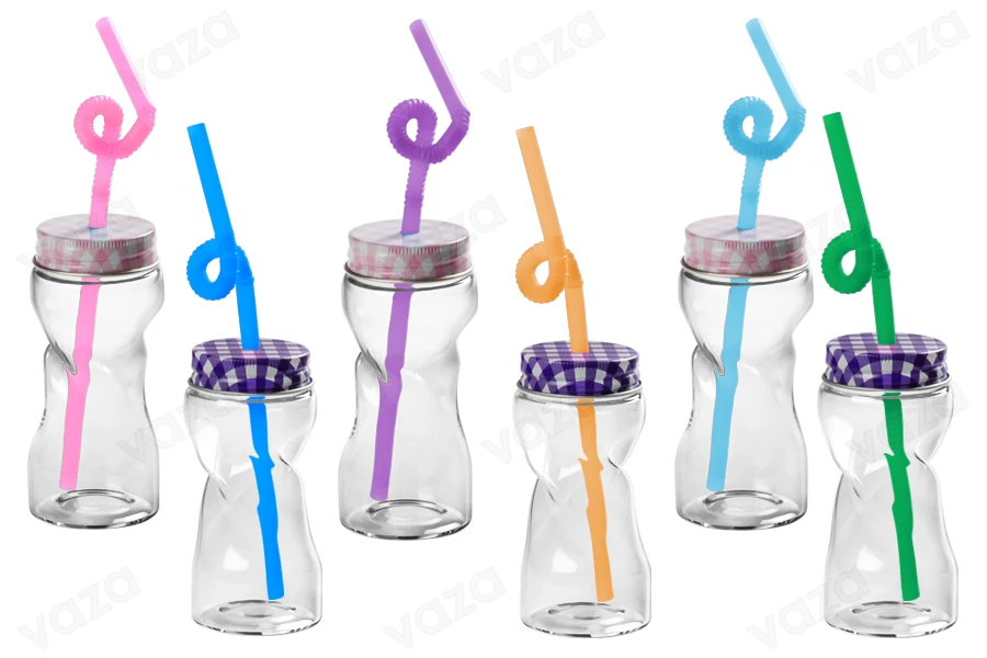 Bottiglietta di vetro da 80 ml con tappo e cannuccia. Bottiglietta di vetro da 80 ml con tappo e cannuccia.-gruppo_immagini