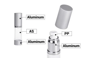 Airless Acrylflasche für Creme 15 ml mit transparentem Körper und Aluminiumkappe-5