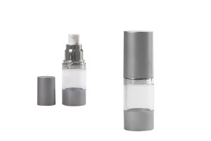 15ml Airless-Cremeflasche mit transparentem Acrylgehäuse und silbernem Kunststoffmattenbezug-1