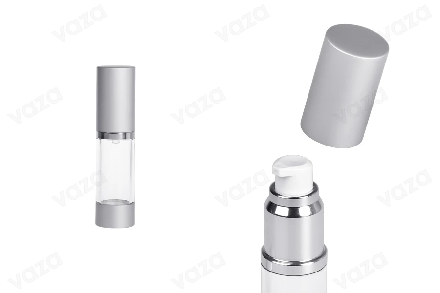 Μπουκάλι airless ακρυλικό για κρέμα 15 ml με διάφανο σώμα  και καπάκι αλουμινίου-εικόνα_προϊοντική