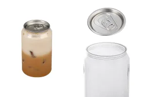 Canette en plastique (PET) 330 ml (court) transparent avec bouchon en aluminium (nécessite l'utilisation d'une machine à fermer) - 200 pcs-1
