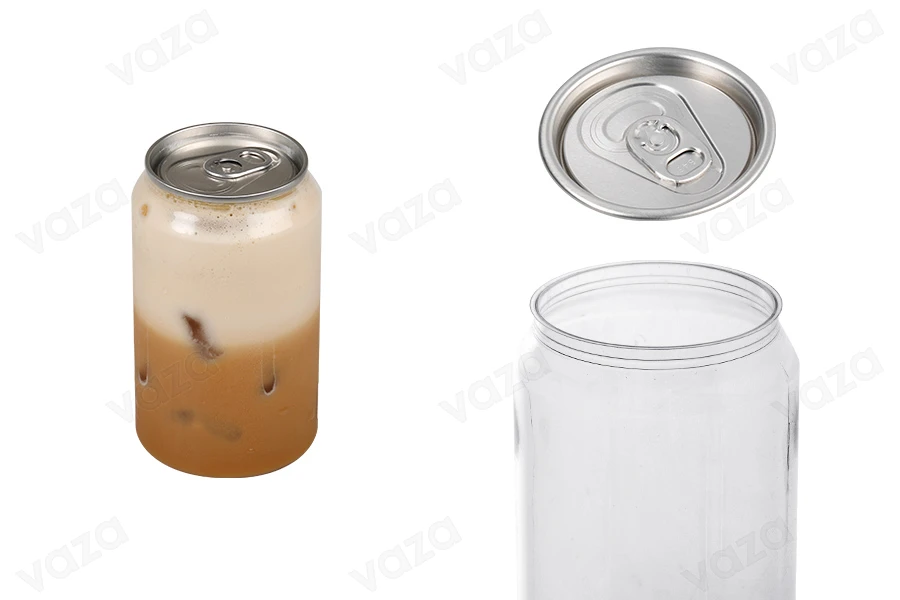 Canette en plastique (PET) 330 ml (court) transparent avec bouchon en aluminium (nécessite l'utilisation d'une machine à fermer) - 200 pcs-photo_produit
