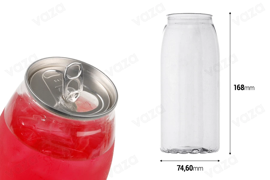 Plastikflasche (PET) 650ml transparent mit Aluminiumdeckel (erfordert die Verwendung einer Verschließmaschine) – 100 Stück-bildabmessungen