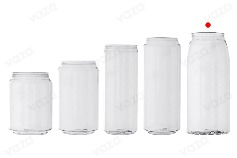 Plastikflasche (PET) 650ml transparent mit Aluminiumdeckel (erfordert die Verwendung einer Verschließmaschine) – 100 Stück-bildgruppe