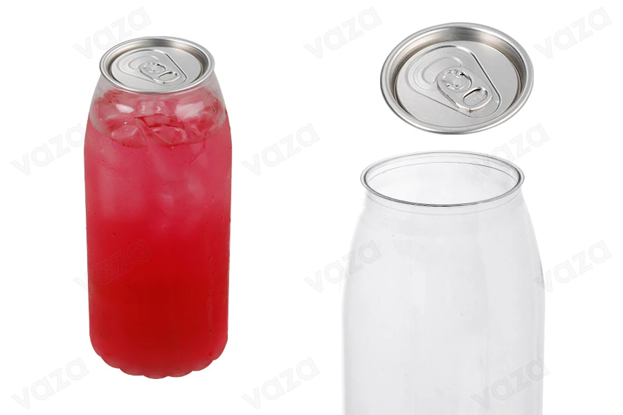 Plastikflasche (PET) 650ml transparent mit Aluminiumdeckel (erfordert die Verwendung einer Verschließmaschine) – 100 Stück-produktbild