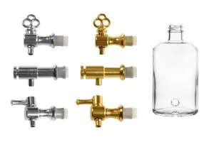 Flacon de parfum 500 ml, en verre, cylindrique, avec porte robinet (choisir le robinet parmi les accessoires)*.-2