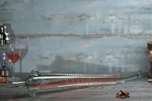 Handgemachte Flasche in die Form eines Störs aus mundgeblasenem Glas 66 cm mit Naturkorken-3