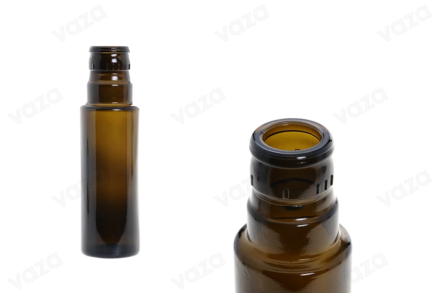 Bottiglia di vetro Uvag per olio d'oliva e aceto balsamico da 100 ml con un collo per un tappo di sicurezza 1031/47 (tipo Guala).-εικόνα_προϊοντική