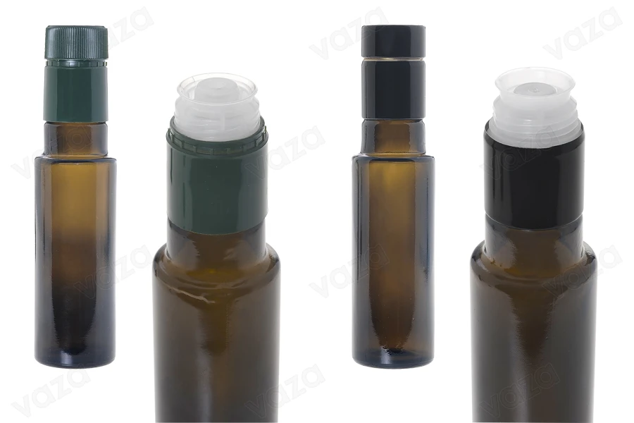 Bottiglia di vetro Uvag per olio d'oliva e aceto balsamico da 100 ml con un collo per un tappo di sicurezza 1031/47 (tipo Guala).-εικόνα_διαστάσεις