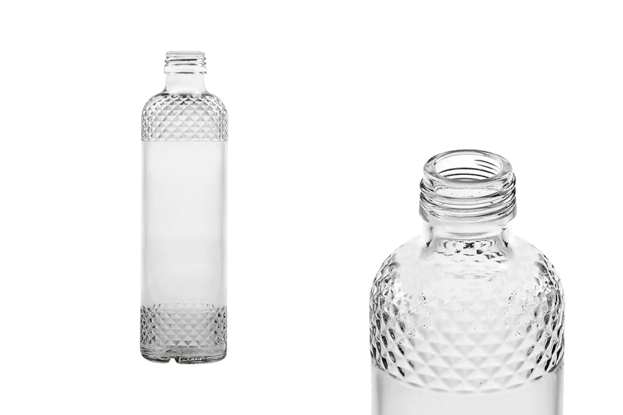 Μπουκάλι 330 ml διάφανο με ανάγλυφα σχέδια στον λαιμό και στη βάση