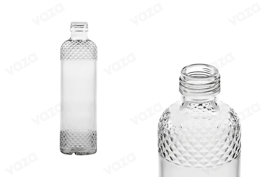 Bouteille transparente de 330 ml avec motifs en relief sur le col et la base Bouteille transparente de 330 ml avec motifs en relief sur le col et la base-εικόνα_προϊοντική