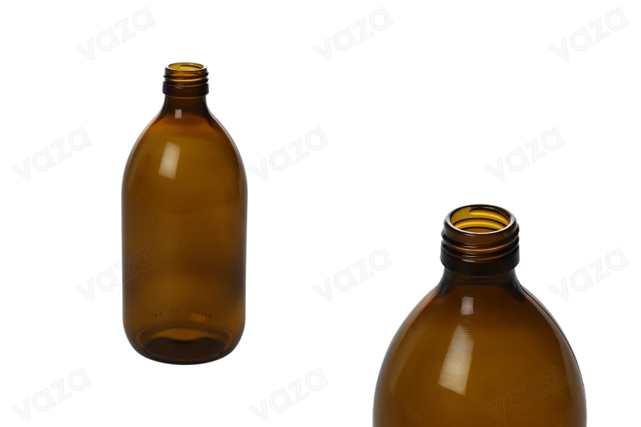 Bottiglia farmaceutica in vetro ambrato da 500 ml per profumi ed oli essenziali. Bottiglia farmaceutica in vetro ambrato da 500 ml per profumi ed oli essenziali.-immagine_prodotto
