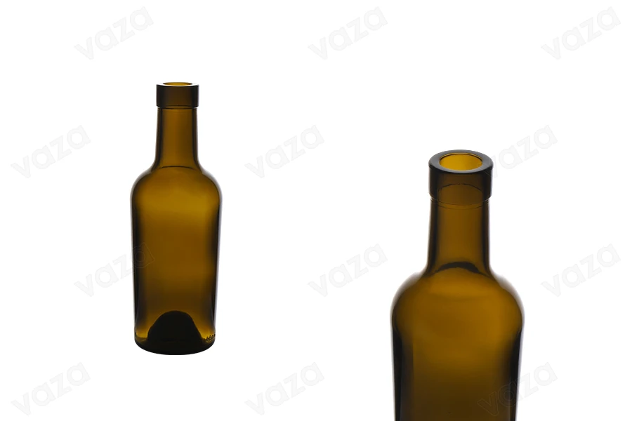 Bouteille en verre de 250 ml  de couleur caramel pour le vin et les boissons alcoolisées- 28 pcs-photo_produit