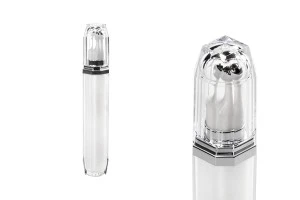 Bottiglietta acrilica da 20 ml per uso cosmetico con pompetta roll-on e tappo.-1