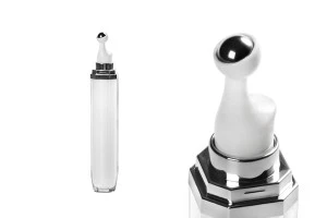 Bottiglietta acrilica da 20 ml per uso cosmetico con pompetta roll-on e tappo.-2
