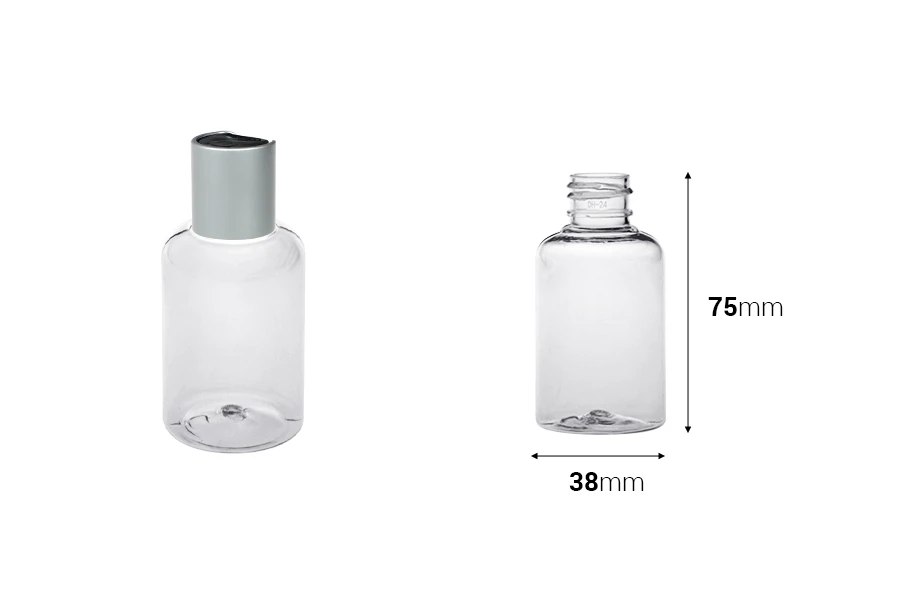 Μπουκάλι 50 ml πλαστικό (PET) διάφανο PP20 - 12 τμχ