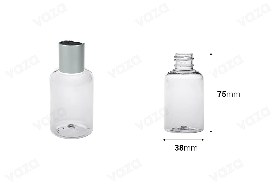 Μπουκάλι 50 ml πλαστικό (PET) διάφανο PP20 - 12 τμχ Μπουκάλι 50 ml πλαστικό (PET) διάφανο PP20 - 12 τμχ-εικόνα_διαστάσεις