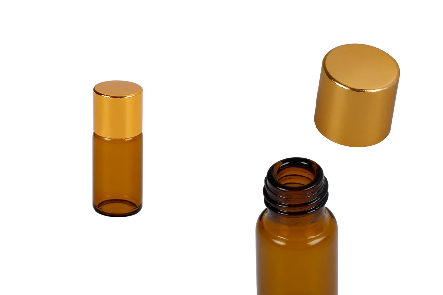 Μπουκαλάκι καραμελέ 5 ml με χρυσό καπάκι αλουμινίου - 12 τμχ